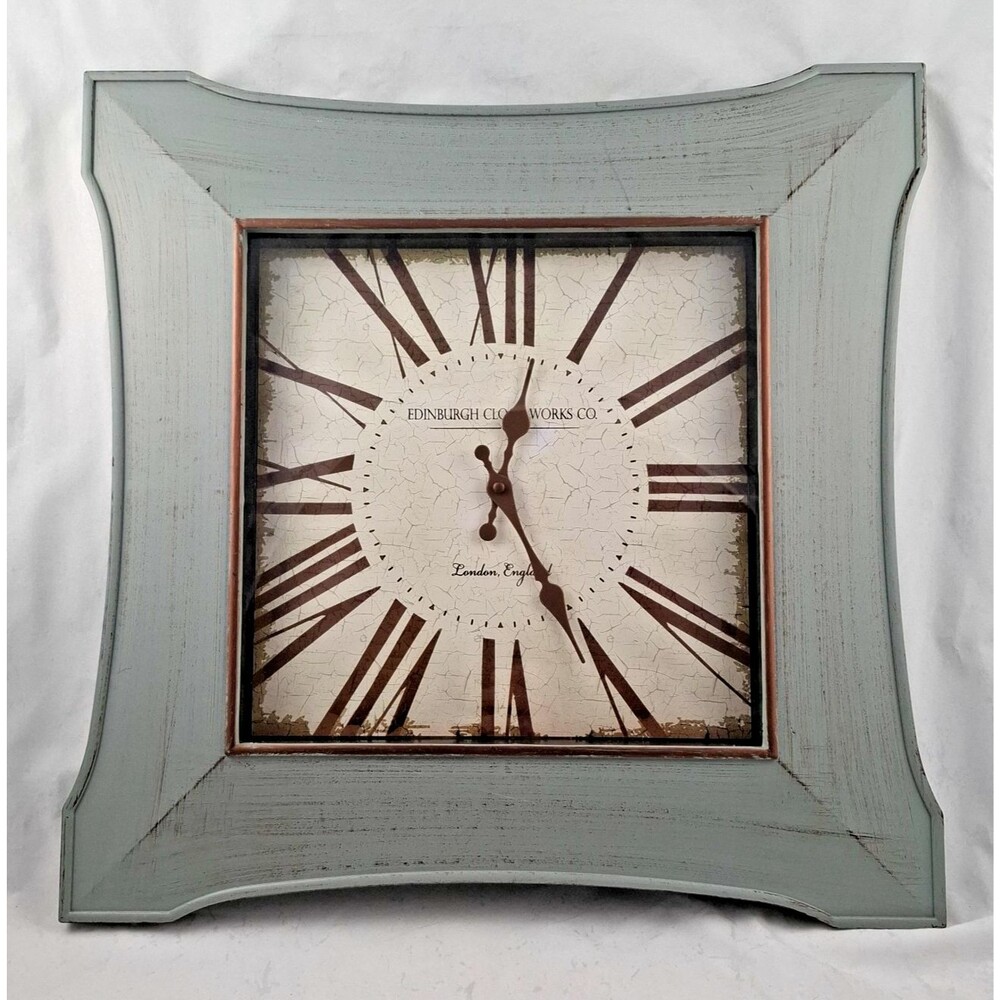Vintage Edinburgh Clock Works Co-London England-Distressed Look Wall Clock-20in